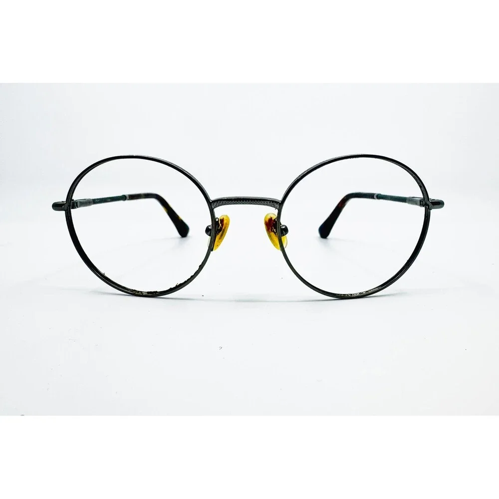 Unbranded Round Eyeglasses Mens Womens Black Gunmetal Textured Frames 0618 48mm